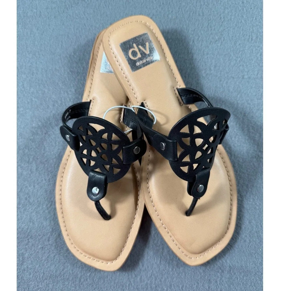 Dolce Vita Jaliscs Sandals Tan Black Medallion Slide Sandals NWOT 7 Summer Beach